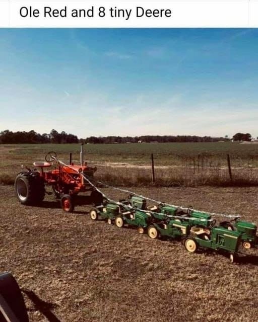 Old Red & 8 tiney deere.jpg