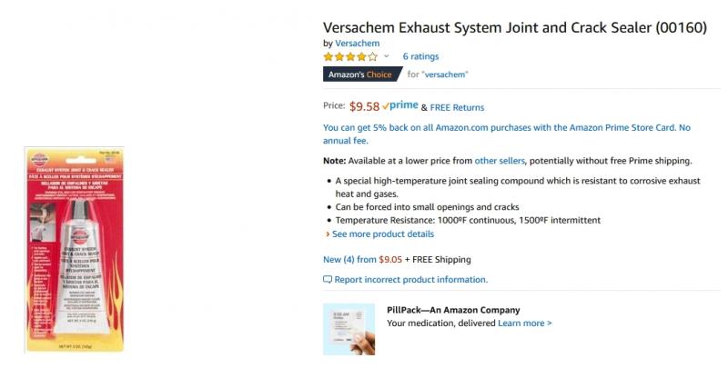 00160 Versachem Exhaust System Joint and Crack Sealer 