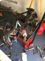 IMG_7724 - suspension - pass side - front suspension - spring out, tie rod unthreaded.jpg