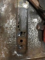 Passenger side fuel tank floor damage, reinforcement removed.jpg