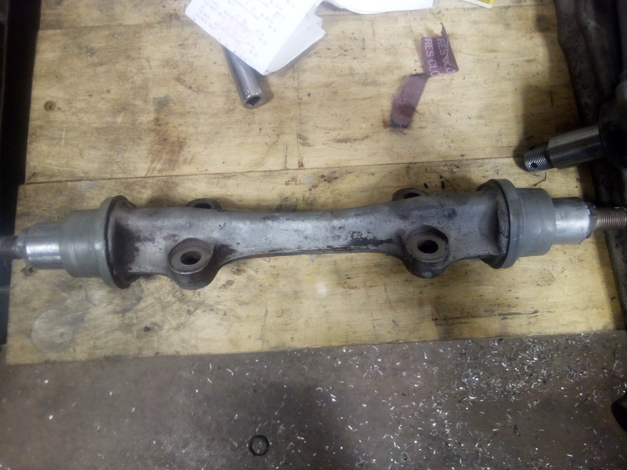 New rubber bushings installed on lower wishbone mounting shaft
