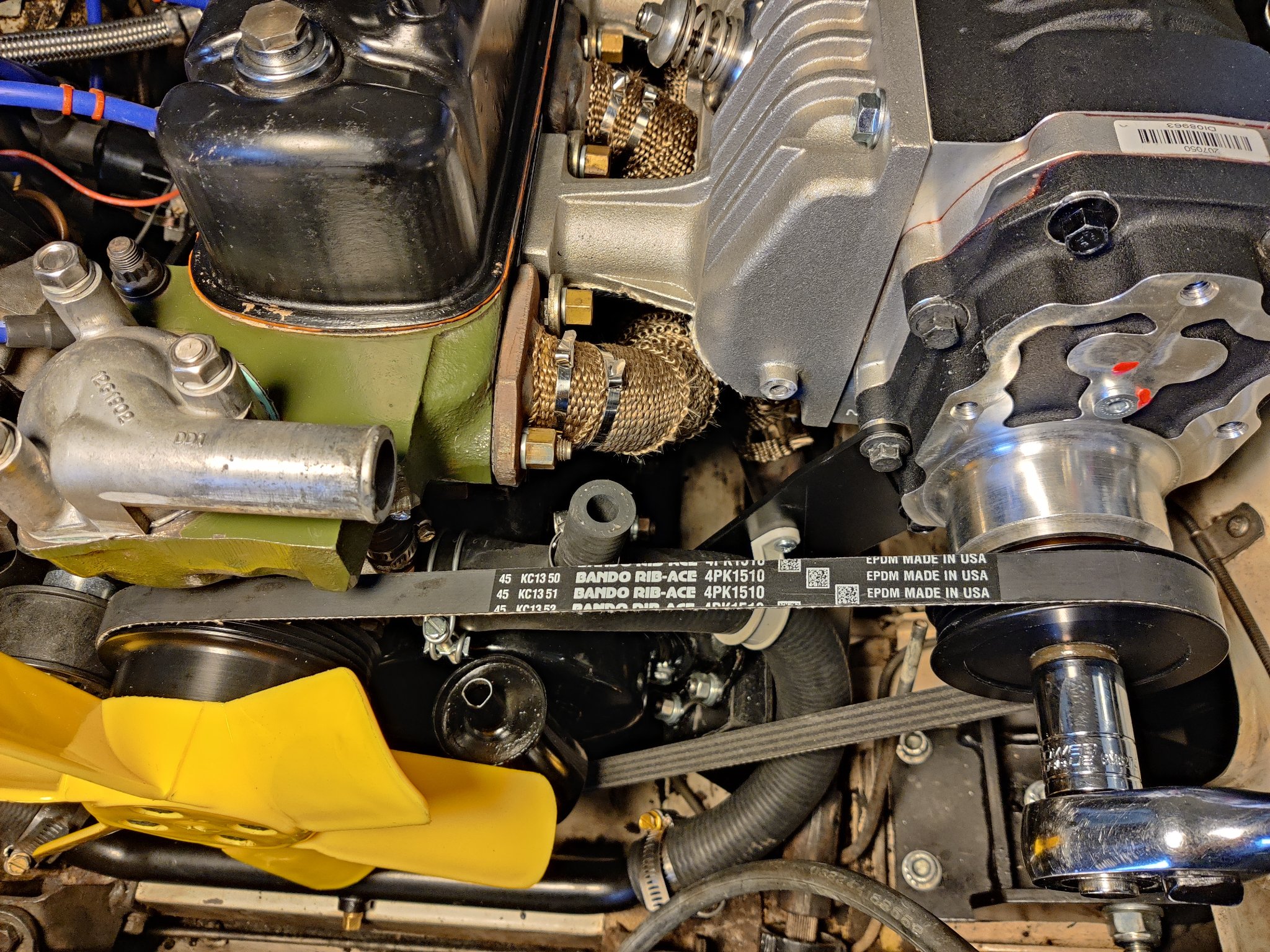 Supercharcher install underway on a '72 Midget